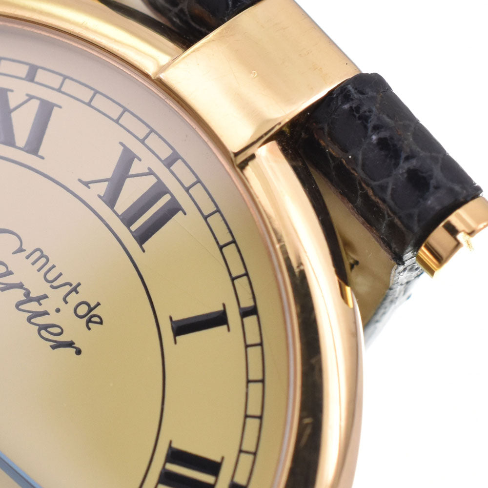 CARTIER Must Vendome LM 1.2" SV925 (Gold Plated) / Leather Ivory Dial Quartz Unisex
 Watch P#143807