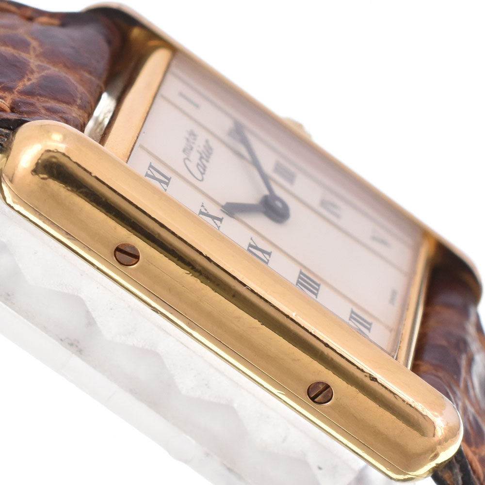 CARTIER Must tank Vermeille W1003053 SV925 (Gold Plated) / Leather Ivory Dial Quartz Ladies
 Watch P#143813