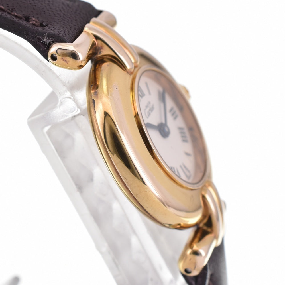 CARTIER Must Collize Vermeil 590002 SV925 (Gold Plated) / Leather Ivory Dial Quartz Ladies
 Watch P#143817