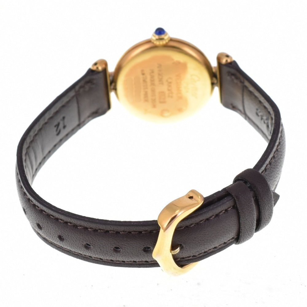 CARTIER Must Collize Vermeil 590002 SV925 (Gold Plated) / Leather Ivory Dial Quartz Ladies
 Watch P#143817