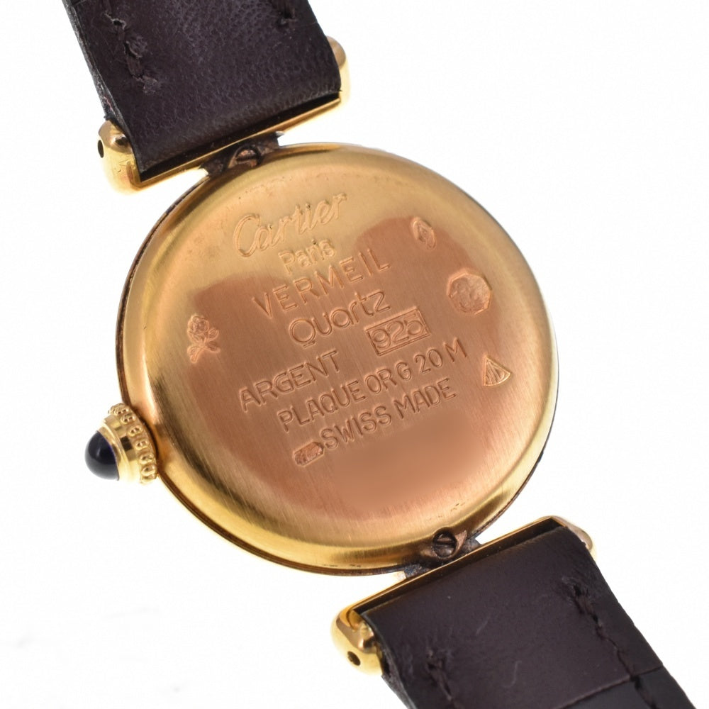 CARTIER Must Collize Vermeil 590002 SV925 (Gold Plated) / Leather Ivory Dial Quartz Ladies
 Watch P#143817