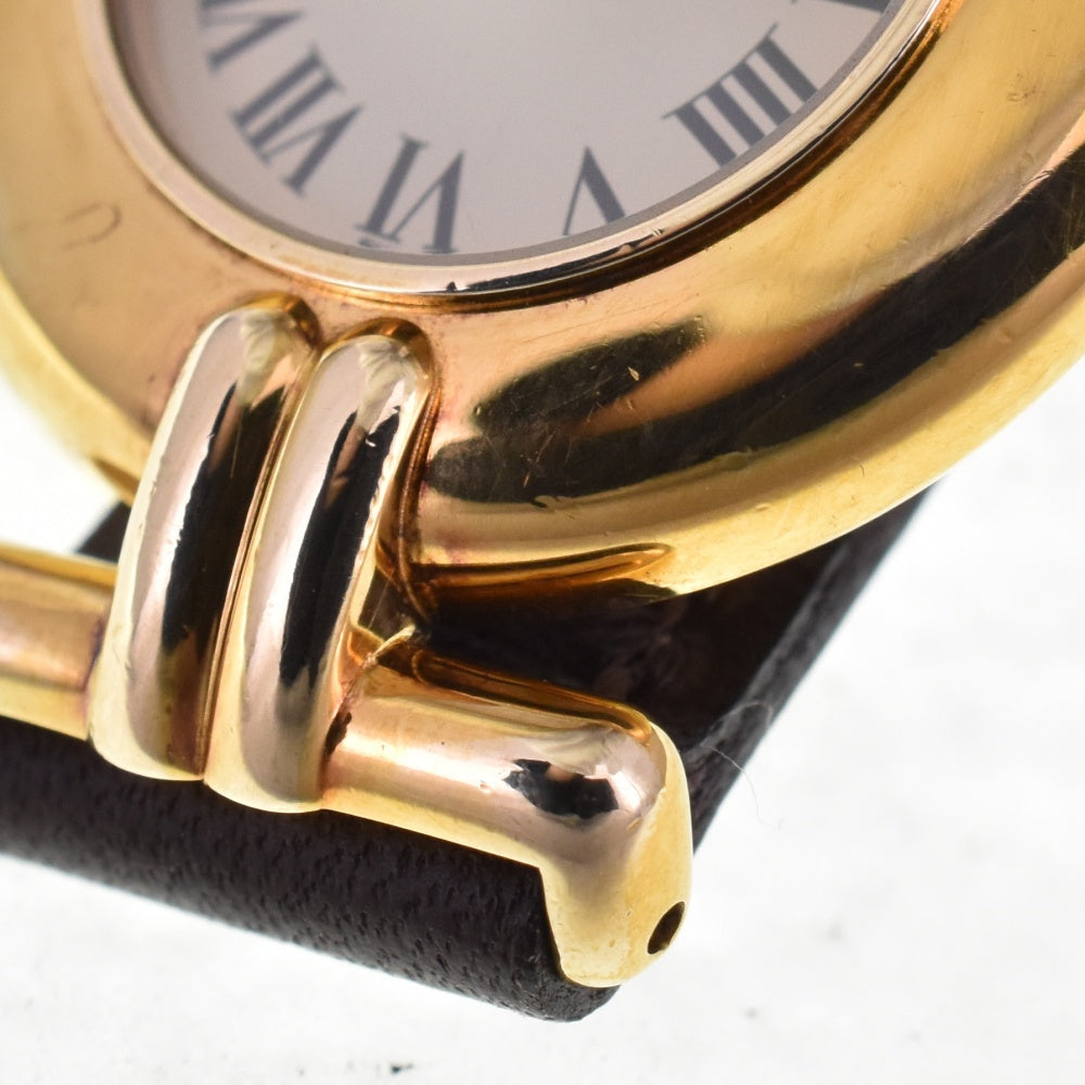 CARTIER Must Collize Vermeil 590002 SV925 (Gold Plated) / Leather Ivory Dial Quartz Ladies
 Watch P#143817