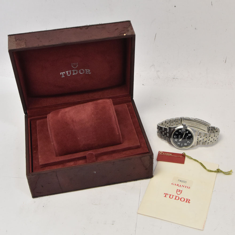 with paper TUDOR Prince Date 74000 Unique Dial Date black Dial Automatic Men's
 Watch A#143821