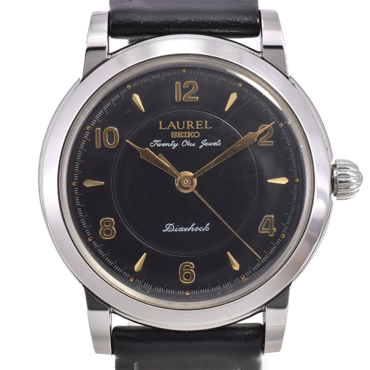 SEIKO Laurel 4S24-0060 see-through back black Dial Hand Winding Men's
 Watch R#143832