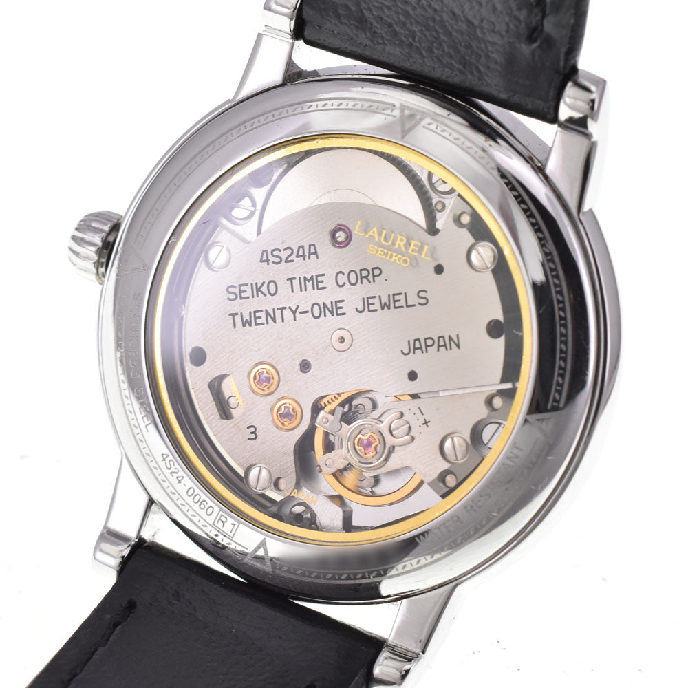 SEIKO Laurel 4S24-0060 see-through back black Dial Hand Winding Men's
 Watch R#143832