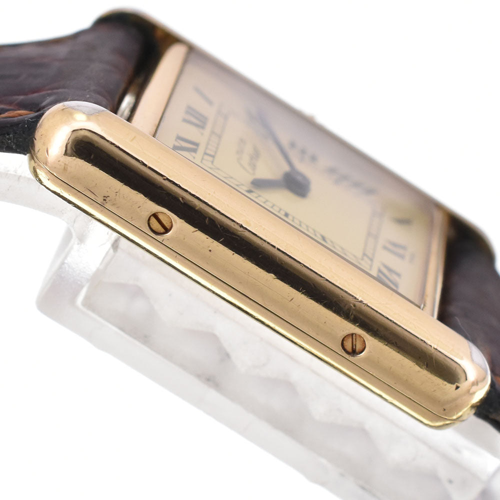 CARTIER Must tank Vermeille 5057001 SV925 (Gold Plated) / Leather Ivory Dial Quartz Ladies
 Watch R#143835