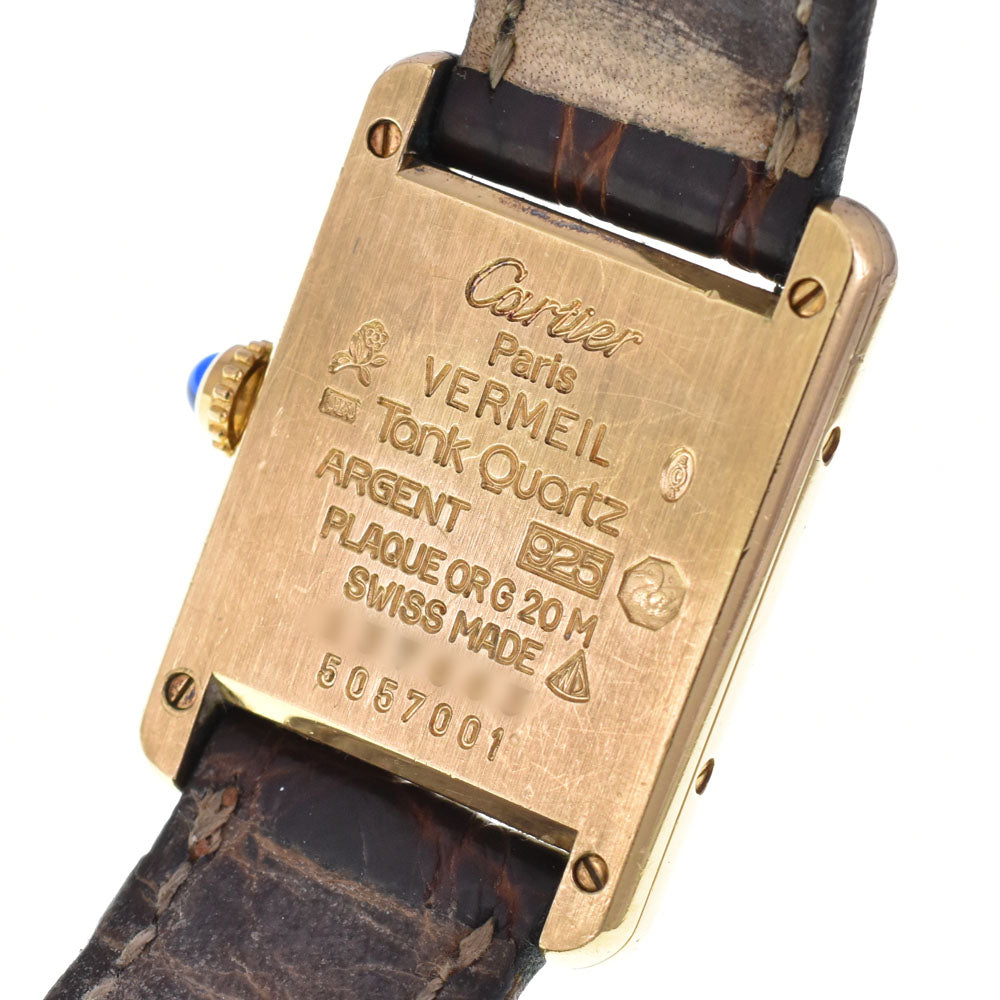 CARTIER Must tank Vermeille 5057001 SV925 (Gold Plated) / Leather Ivory Dial Quartz Ladies
 Watch R#143835