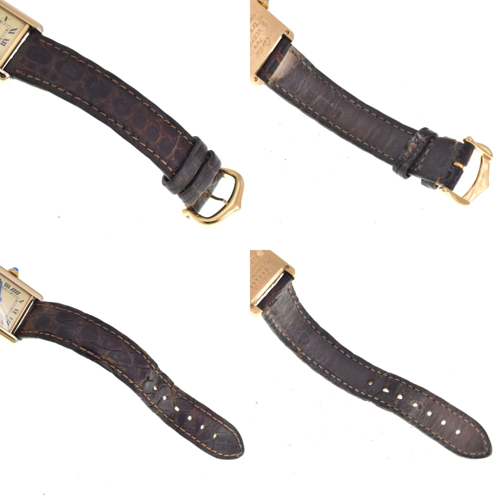 CARTIER Must tank Vermeille 5057001 SV925 (Gold Plated) / Leather Ivory Dial Quartz Ladies
 Watch R#143835