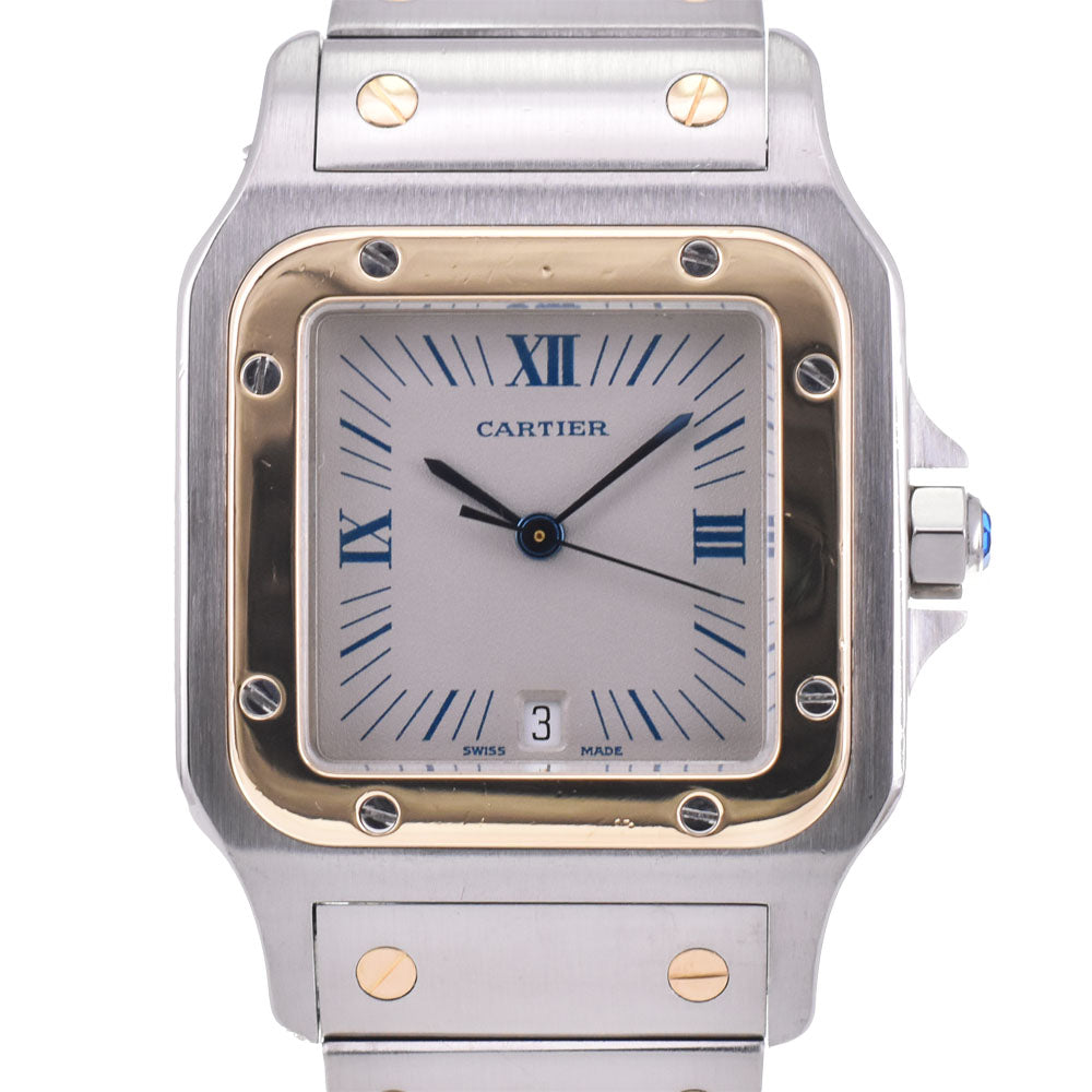 CARTIER Santosgalbe LM W20023C4 Date Stainless Steel / YG gray Dial Quartz Men's
 Watch B#143841
