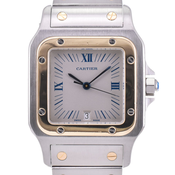 CARTIER Santosgalbe LM W20023C4 Date Stainless Steel / YG gray Dial Quartz Men's
 Watch B#143841
