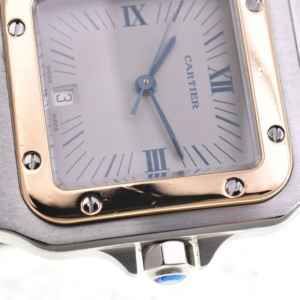 CARTIER Santosgalbe LM W20023C4 Date Stainless Steel / YG gray Dial Quartz Men's
 Watch B#143841