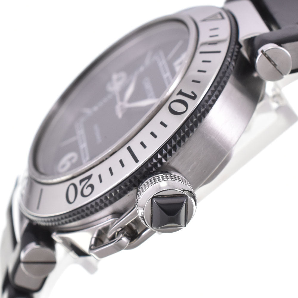 with paper CARTIER Pasha Sea Timer Date W31077U2 Stainless Steel / Rubber black Dial Automatic Men's
 Watch R#143855