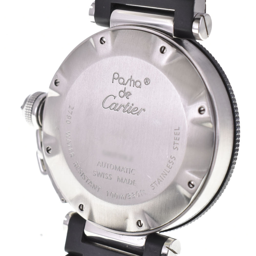 with paper CARTIER Pasha Sea Timer Date W31077U2 Stainless Steel / Rubber black Dial Automatic Men's
 Watch R#143855