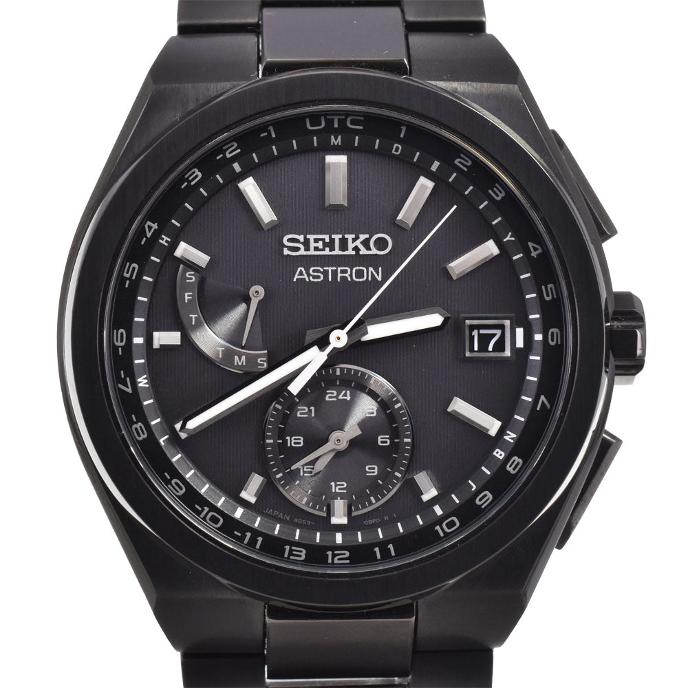 with paper SEIKO Astron SBXY087 World Time Day Date black Dial Radio Sync Solar Men's
 Watch R#143868
