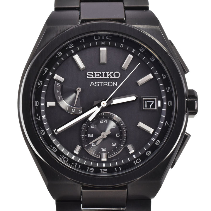 with paper SEIKO Astron SBXY087 World Time Day Date black Dial Radio Sync Solar Men's
 Watch R#143868
