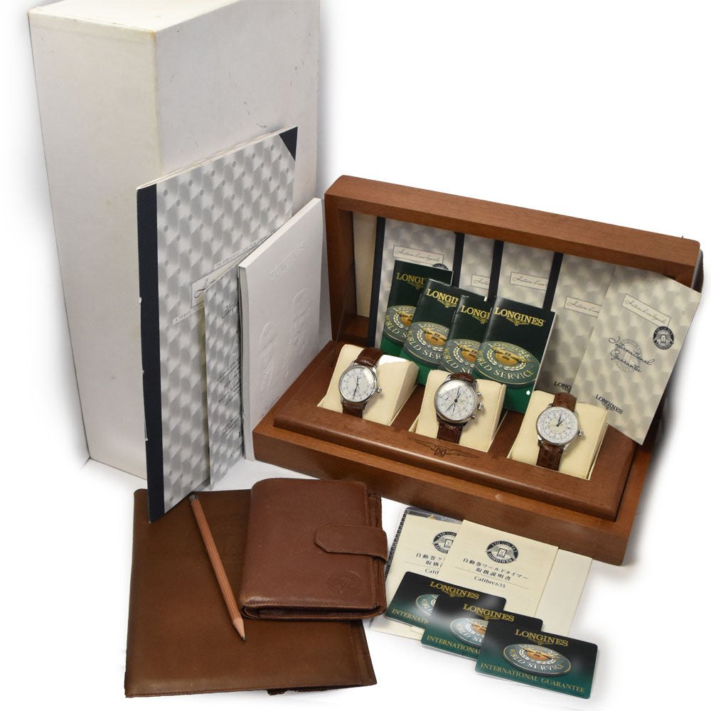 with paper LONGINES Longines 130th Anniversary 3-piece set L2.613.4/L2.614.4/L615.4 Limited to 1000 pairs white Dial Automatic Men's
 Watch A#143871