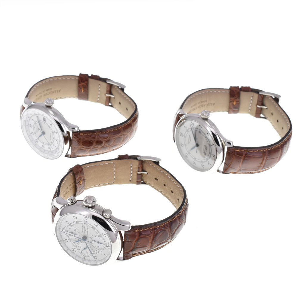 with paper LONGINES Longines 130th Anniversary 3-piece set L2.613.4/L2.614.4/L615.4 Limited to 1000 pairs white Dial Automatic Men's
 Watch A#143871