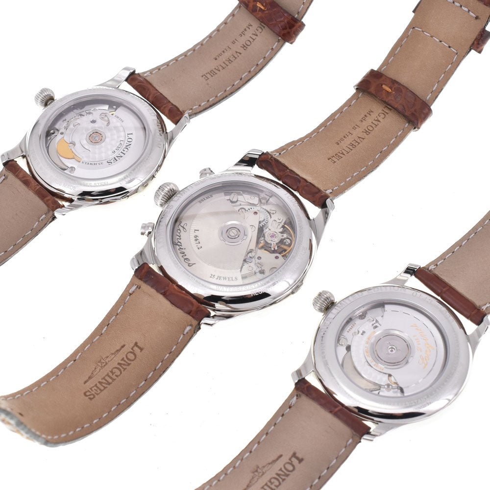 with paper LONGINES Longines 130th Anniversary 3-piece set L2.613.4/L2.614.4/L615.4 Limited to 1000 pairs white Dial Automatic Men's
 Watch A#143871