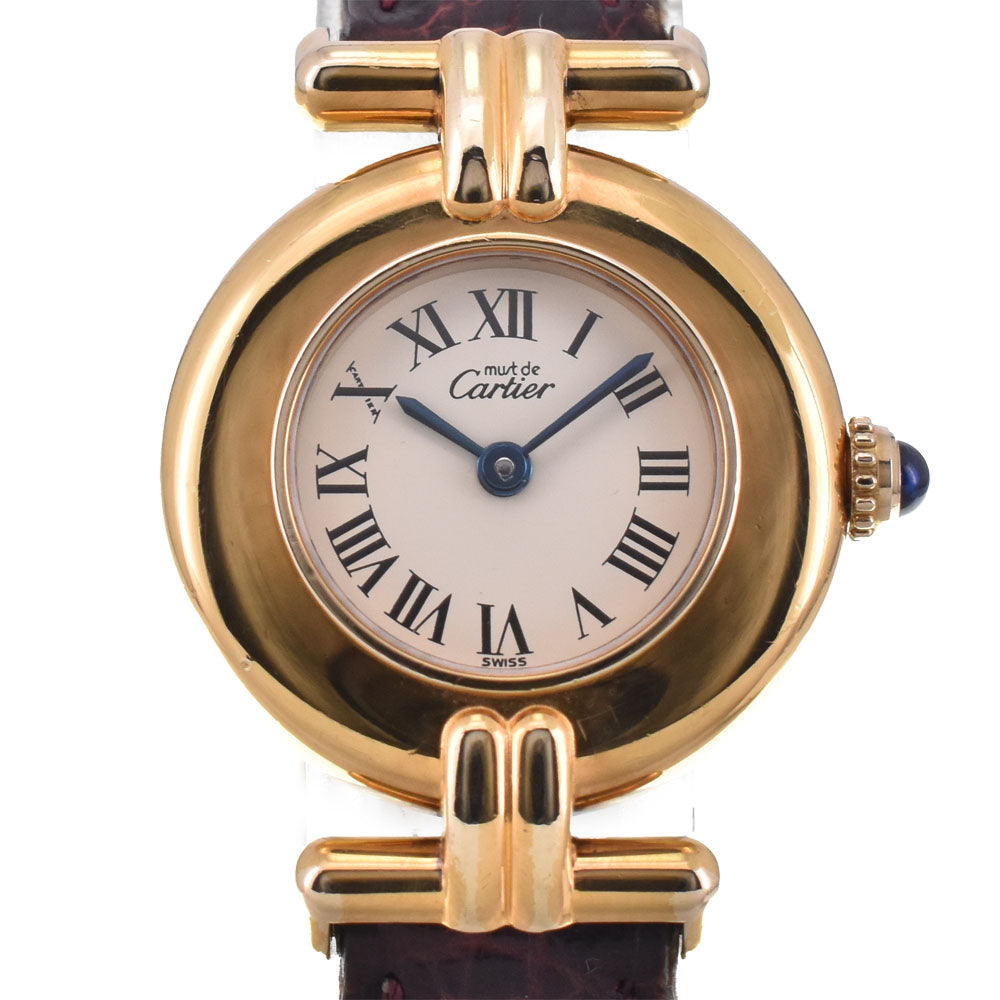 CARTIER Must Coris W1000653 SV925 (Gold Plated) / Leather Ivory Dial Quartz Ladies
 Watch R#143880