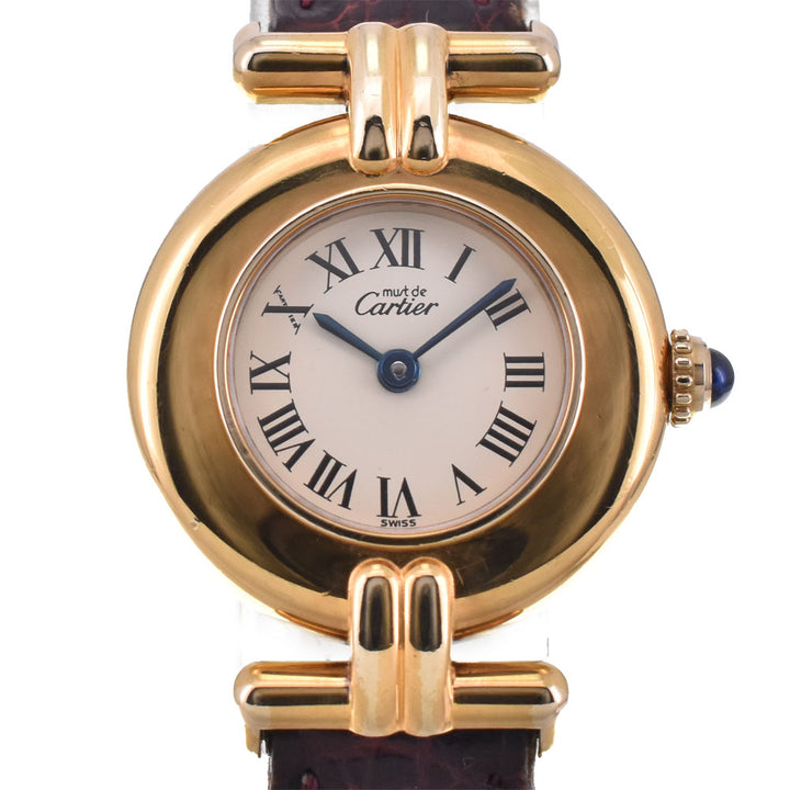 CARTIER Must Coris W1000653 SV925 (Gold Plated) / Leather Ivory Dial Quartz Ladies
 Watch R#143880