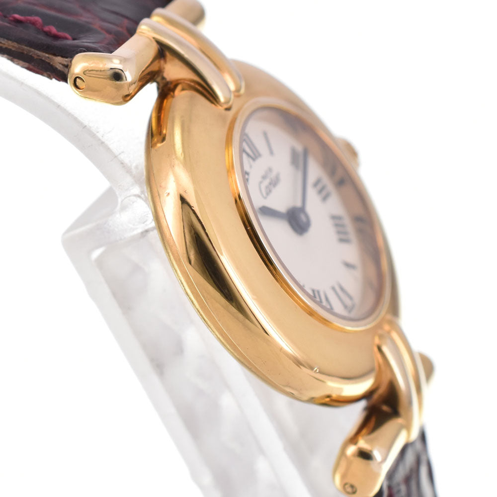 CARTIER Must Coris W1000653 SV925 (Gold Plated) / Leather Ivory Dial Quartz Ladies
 Watch R#143880