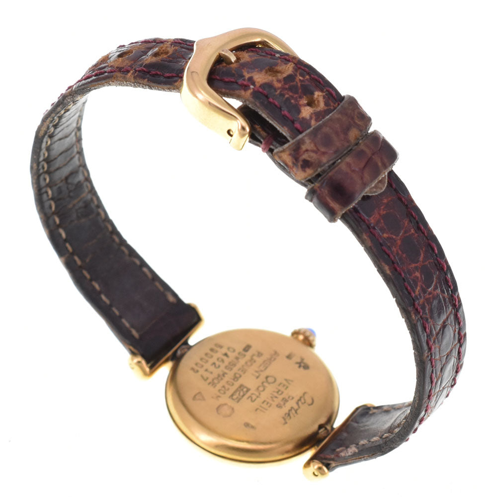 CARTIER Must Coris W1000653 SV925 (Gold Plated) / Leather Ivory Dial Quartz Ladies
 Watch R#143880