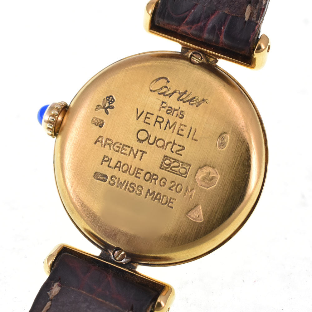 CARTIER Must Coris W1000653 SV925 (Gold Plated) / Leather Ivory Dial Quartz Ladies
 Watch R#143880