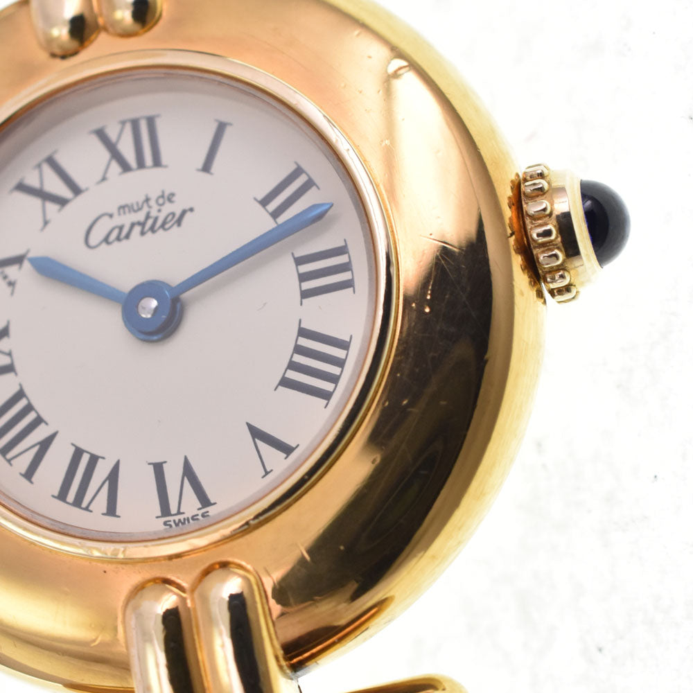 CARTIER Must Coris W1000653 SV925 (Gold Plated) / Leather Ivory Dial Quartz Ladies
 Watch R#143880