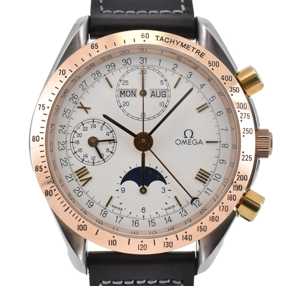 OMEGA Speedmaster 3336.20 Triple calendar moon phase chronograph K18YG Bezel white Dial Automatic Men's
 Watch R#143896