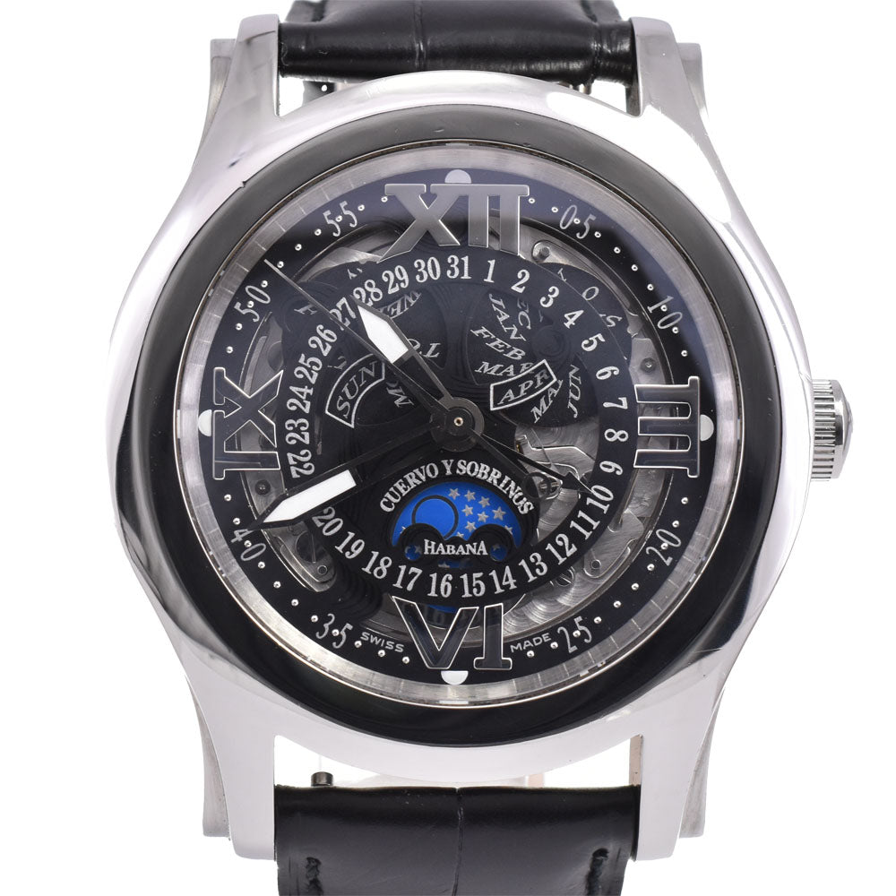 CUERVO Y SOBRINOS Havana Brost Triple Calendar 1124 black Dial Automatic Men's
 Watch R#143900