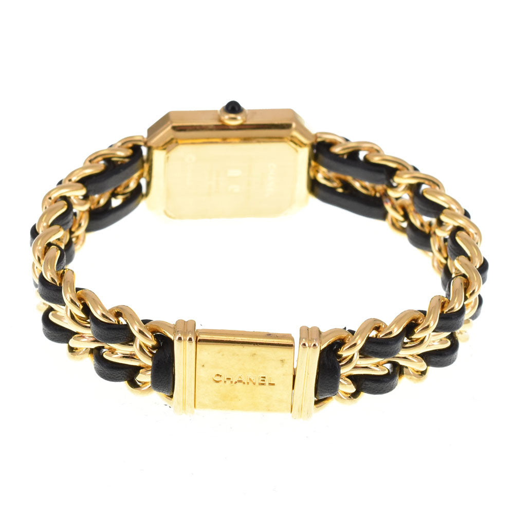 CHANEL Premiere L H0001 Gold Plated / Leather black Dial Quartz Ladies
 Watch H#143923