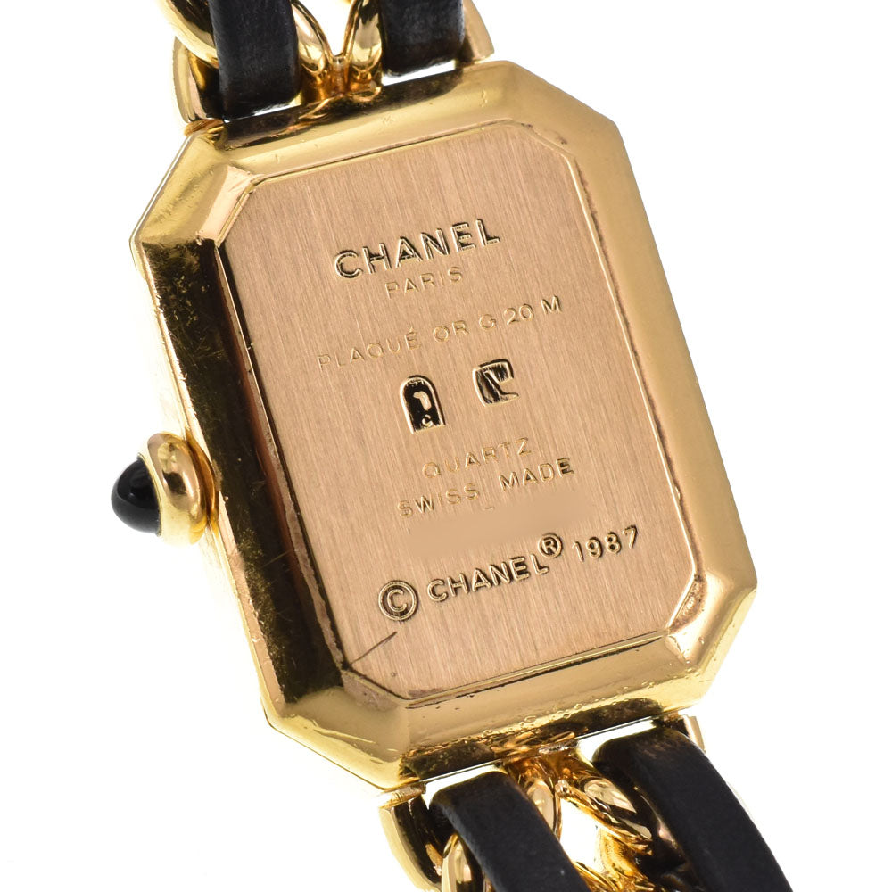 CHANEL Premiere L H0001 Gold Plated / Leather black Dial Quartz Ladies
 Watch H#143923