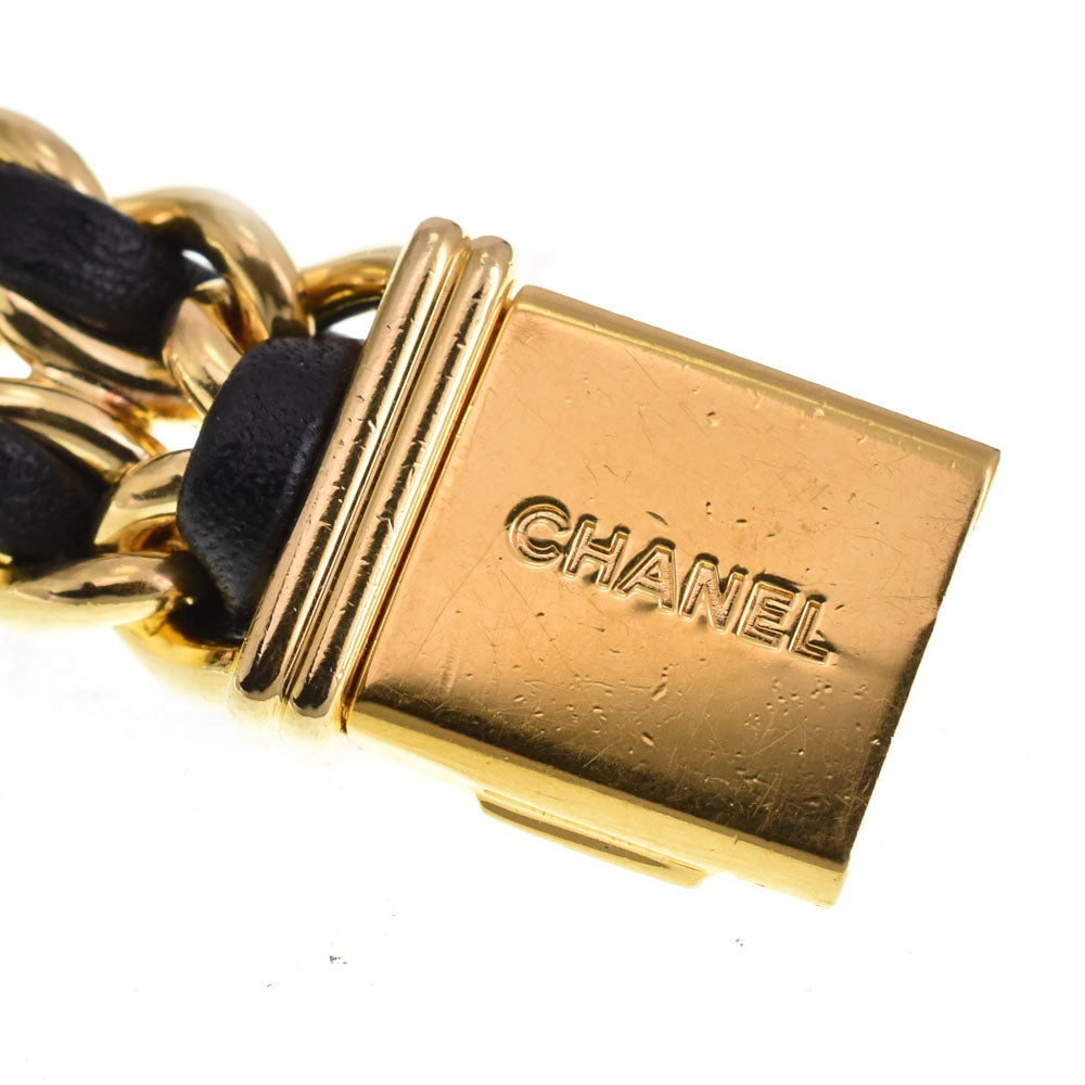 CHANEL Premiere L H0001 Gold Plated / Leather black Dial Quartz Ladies
 Watch H#143923