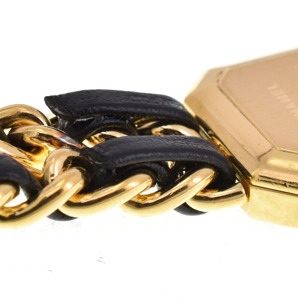 CHANEL Premiere L H0001 Gold Plated / Leather black Dial Quartz Ladies
 Watch H#143923