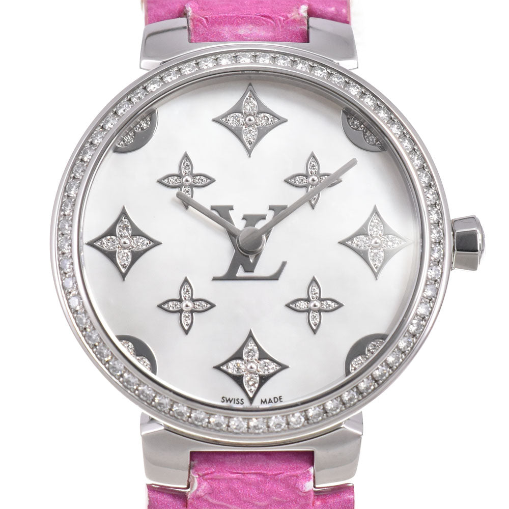 LOUIS VUITTON Tambour Slim Diamant Dentel PM QA109Z diamond White shell Dial Quartz Ladies
 Watch A#143933