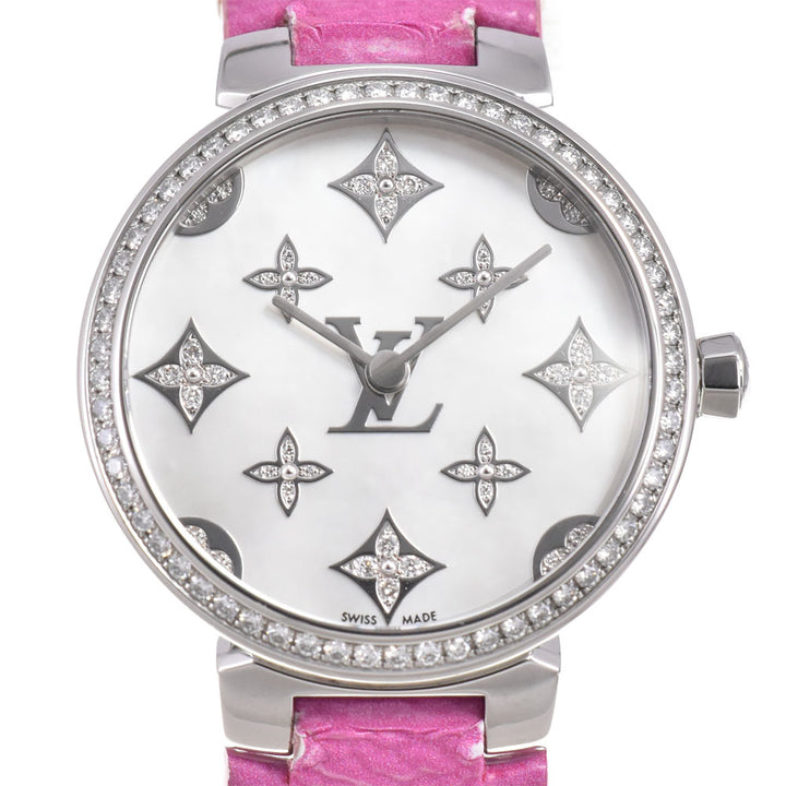 LOUIS VUITTON Tambour Slim Diamant Dentel PM QA109Z diamond White shell Dial Quartz Ladies
 Watch A#143933