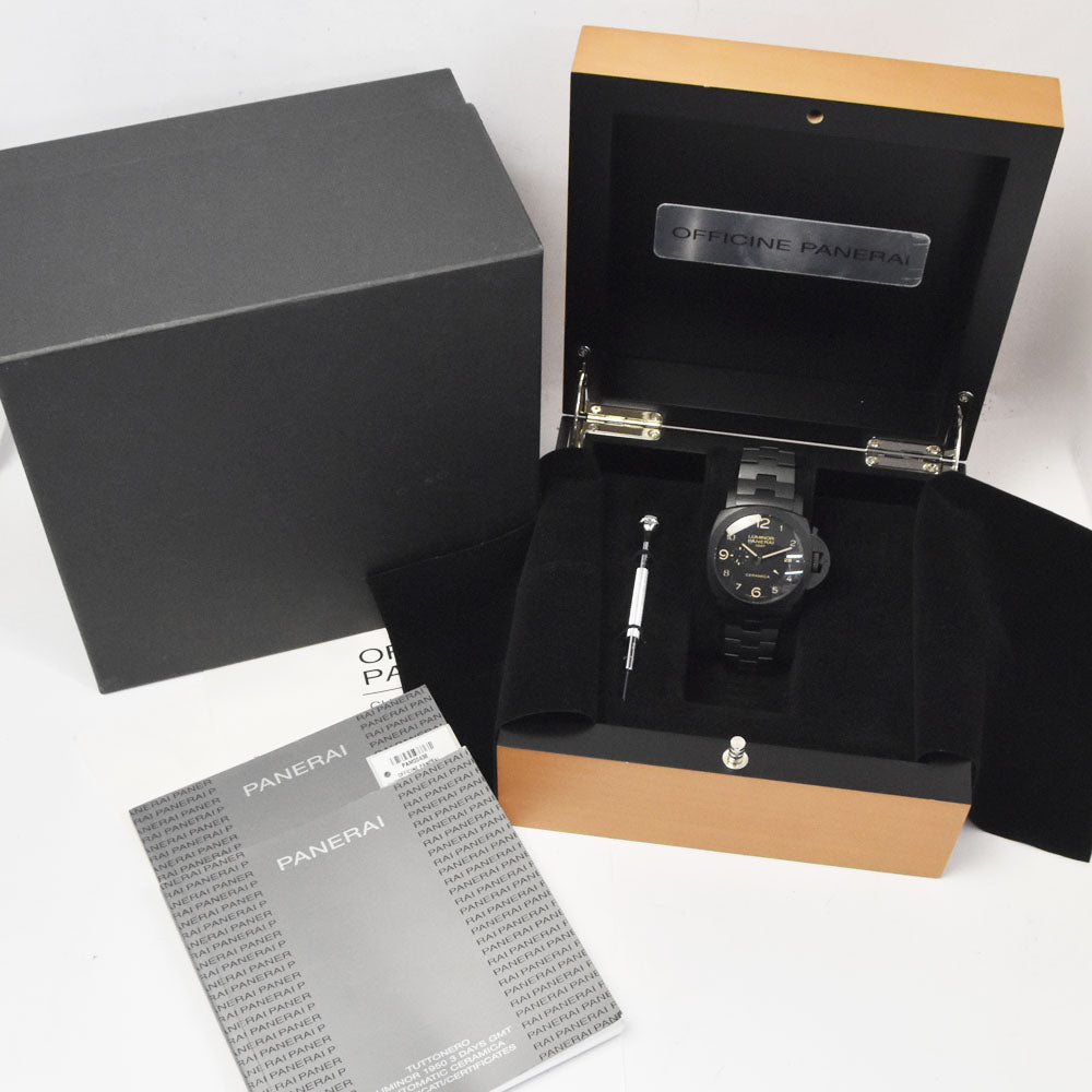 with paper PANERAI Luminor 1950 3DAYS GMT Tuttonero PAM00438 Ceramic Small Second Date black Dial Automatic Men's
 Watch R#143934