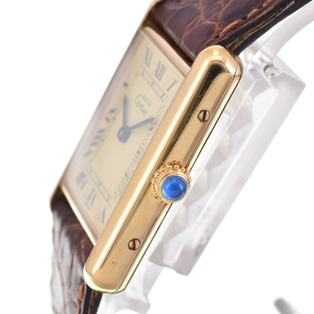 CARTIER Must tank Vermeille W1002753 SV925 (Gold Plated) / Leather gold Dial Quartz Unisex
 Watch R#143944