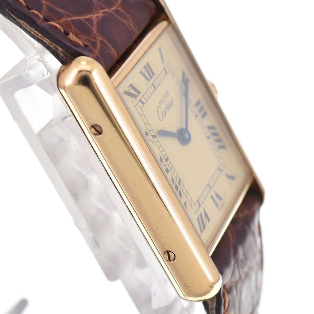 CARTIER Must tank Vermeille W1002753 SV925 (Gold Plated) / Leather gold Dial Quartz Unisex
 Watch R#143944