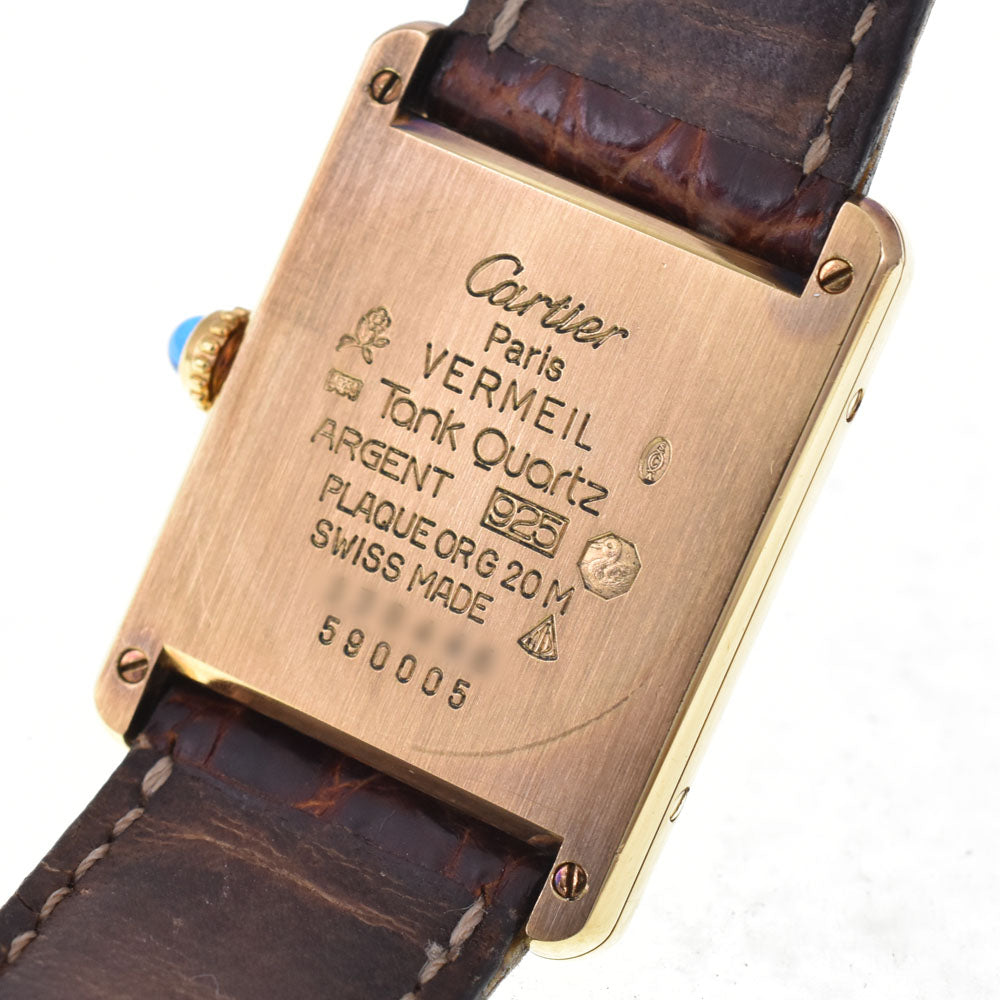 CARTIER Must tank Vermeille W1002753 SV925 (Gold Plated) / Leather gold Dial Quartz Unisex
 Watch R#143944