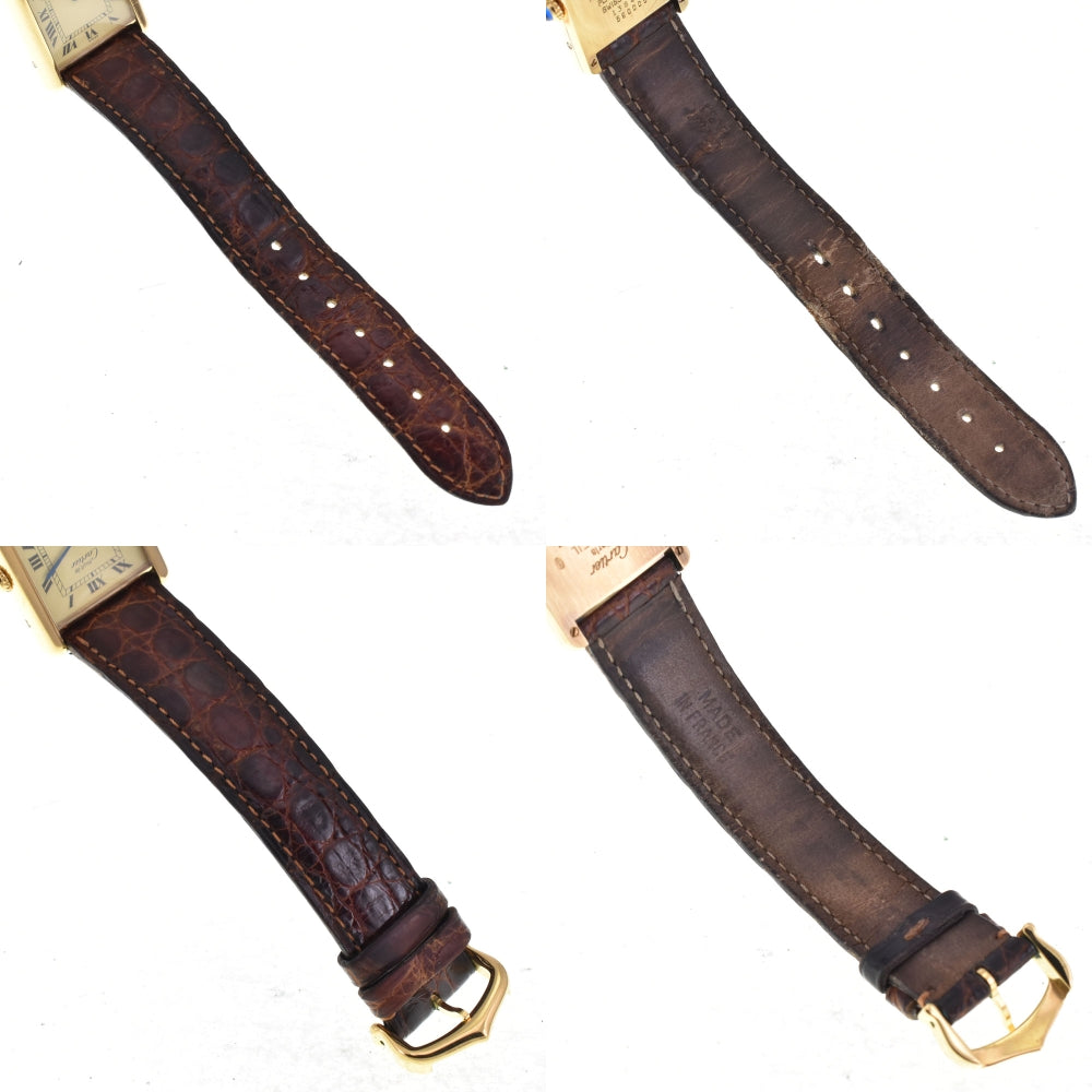 CARTIER Must tank Vermeille W1002753 SV925 (Gold Plated) / Leather gold Dial Quartz Unisex
 Watch R#143944