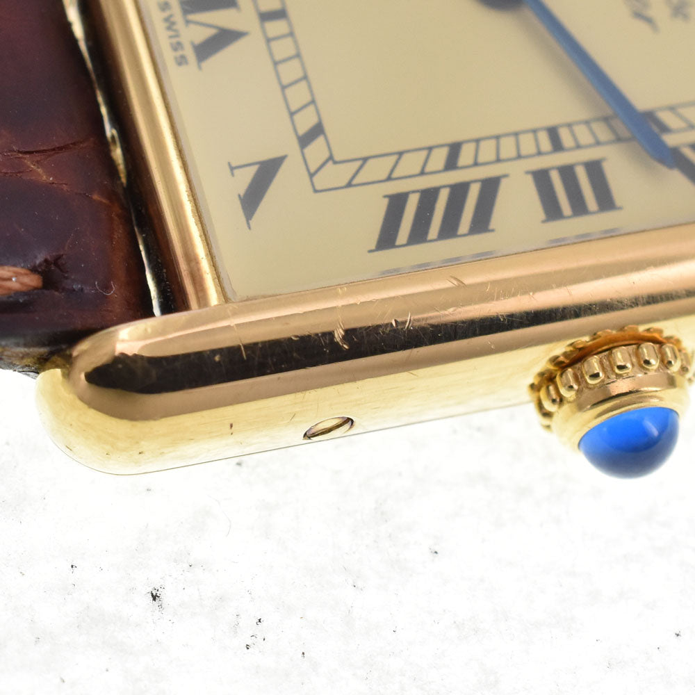 CARTIER Must tank Vermeille W1002753 SV925 (Gold Plated) / Leather gold Dial Quartz Unisex
 Watch R#143944