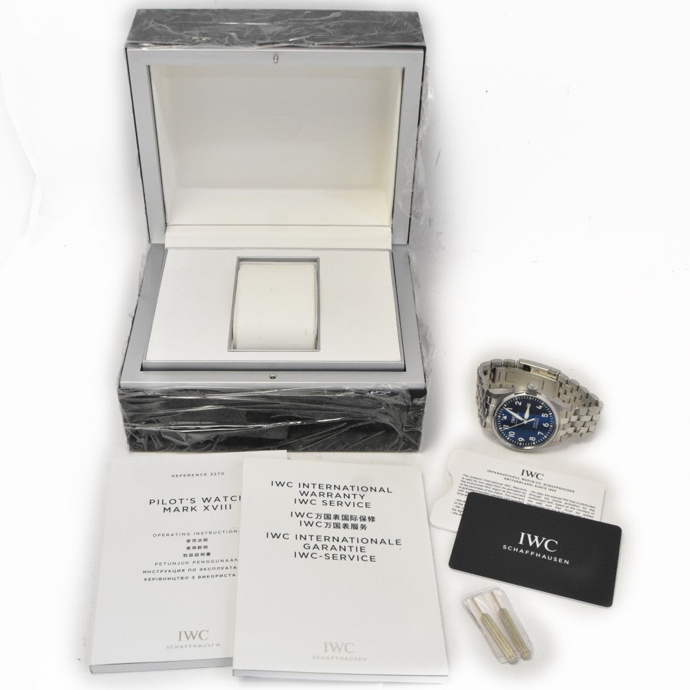 with paper IWC SCHAFFHAUSEN Pilot's Watch Mark XVIII Petite Prince IW327016 Date blue Dial Automatic Men's
 Watch A#143961