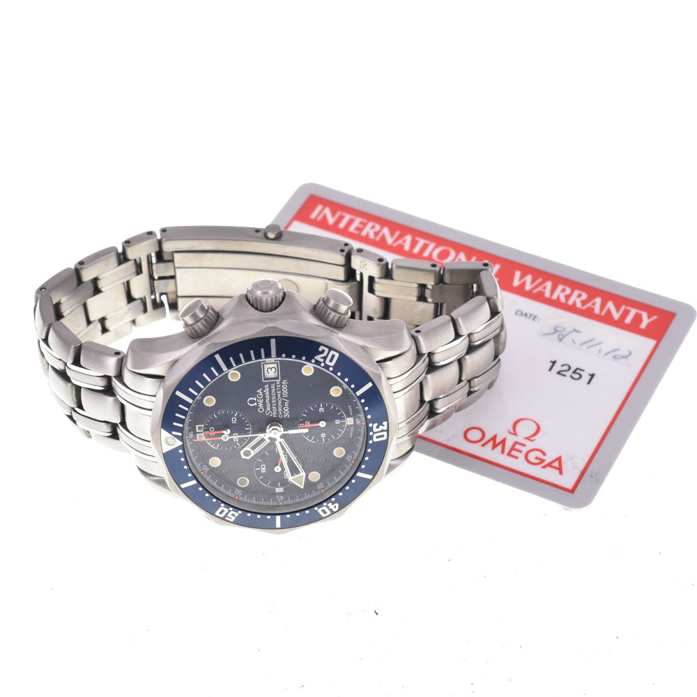 with paper OMEGA Seamaster300m 2298.80 Titanium Chronograph Date blue Dial Automatic Men's
 Watch B#143968