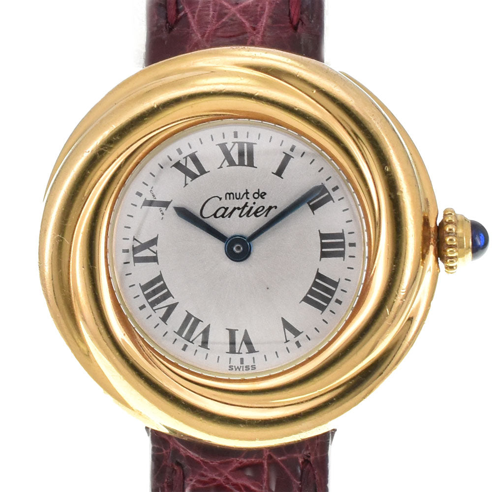 with paper CARTIER Must Trinity W1010644 SV925 (Gold Plated) / Leather Silver Dial Quartz Ladies
 Watch R#143975