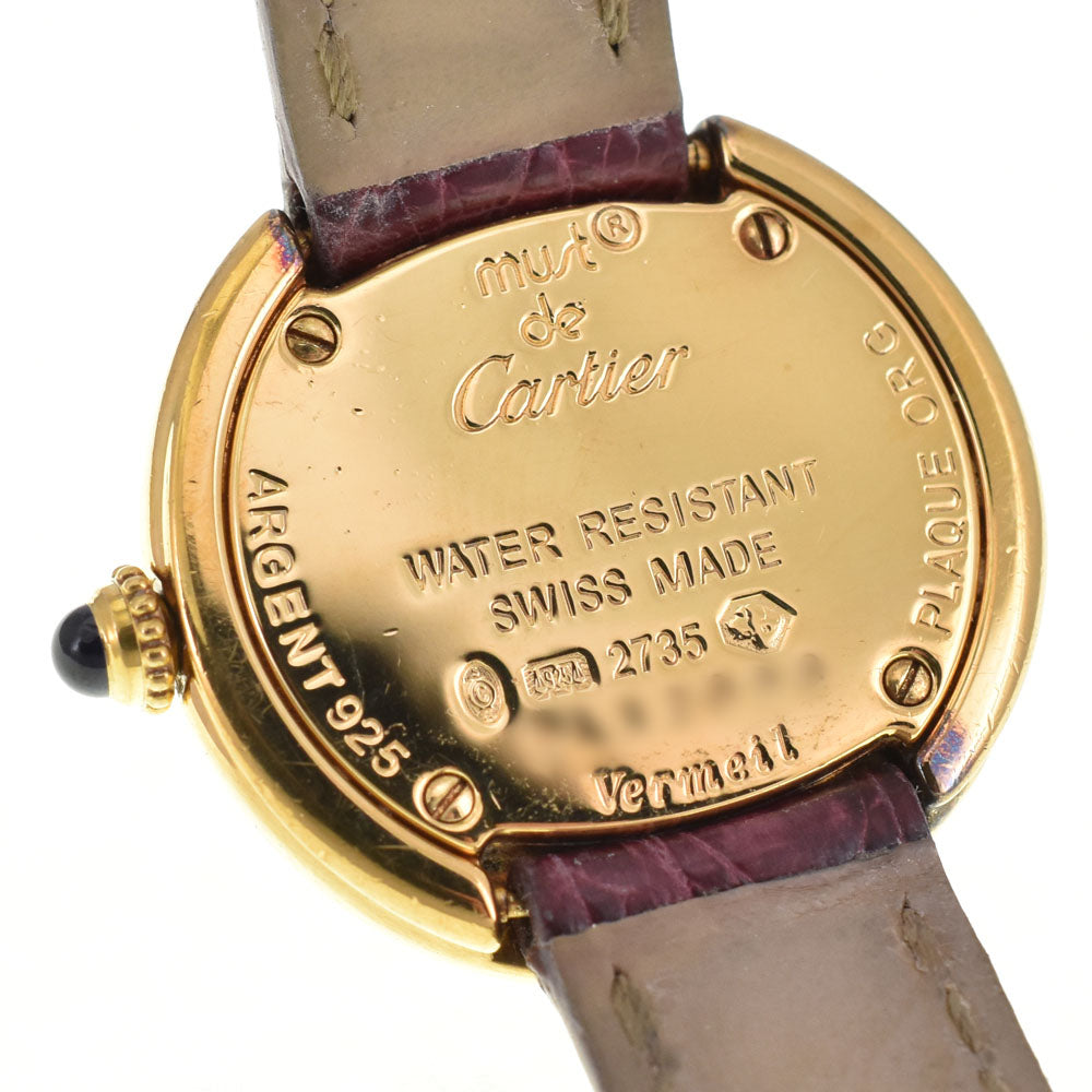 with paper CARTIER Must Trinity W1010644 SV925 (Gold Plated) / Leather Silver Dial Quartz Ladies
 Watch R#143975