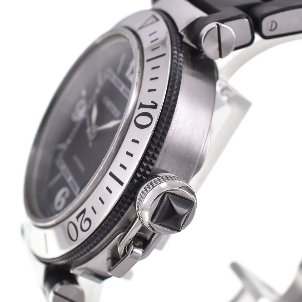 CARTIER Pasha Sea Timer Date W31077U2 Stainless Steel / Rubber black Dial Automatic Men's
 Watch A#143976