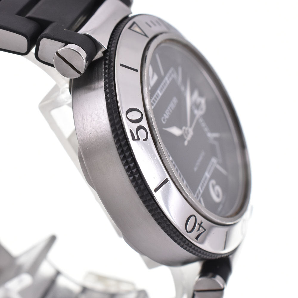 CARTIER Pasha Sea Timer Date W31077U2 Stainless Steel / Rubber black Dial Automatic Men's
 Watch A#143976