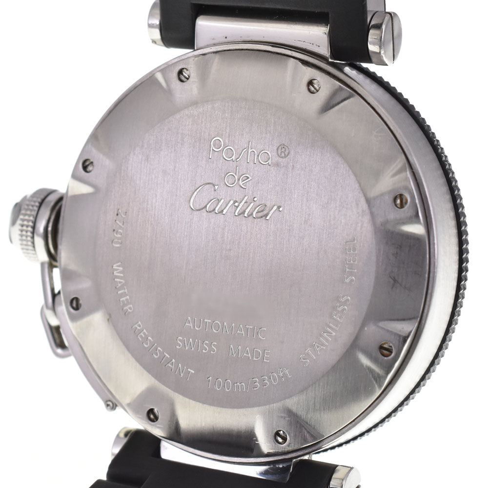 CARTIER Pasha Sea Timer Date W31077U2 Stainless Steel / Rubber black Dial Automatic Men's
 Watch A#143976