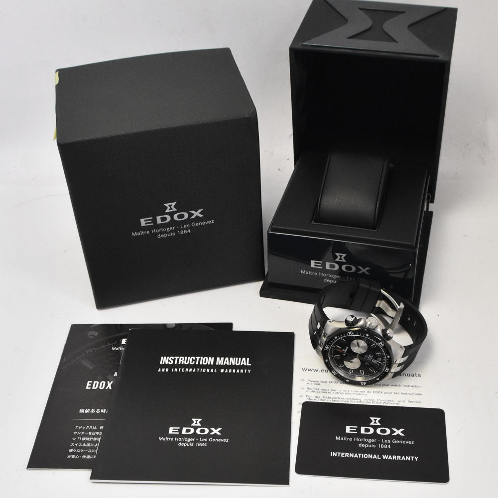 with paper EDOX Delphin 10226-357nca-ninro Chronograph Date Black / Silver Dial Quartz Men's
 Watch R#143987